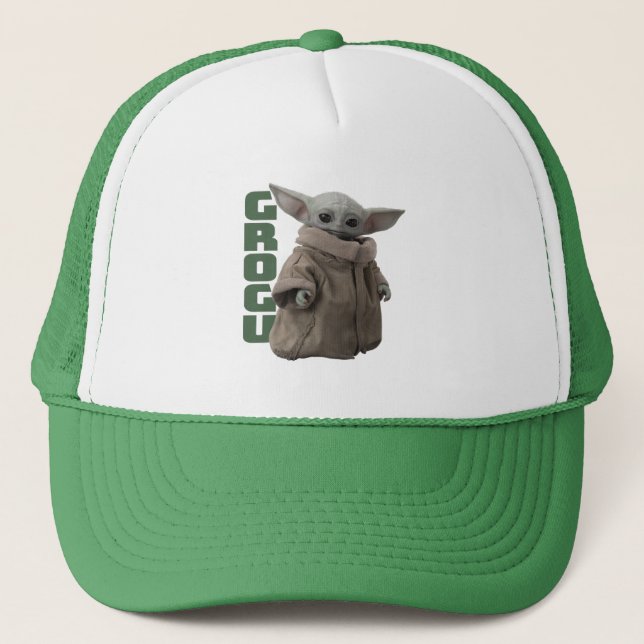 Grogu Character Name Graphic Trucker Hat (Front)