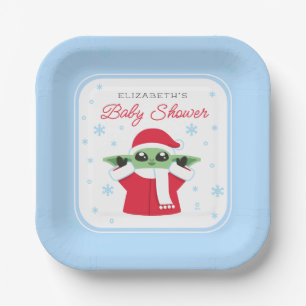Grogu Christmas Baby Shower Paper Plate