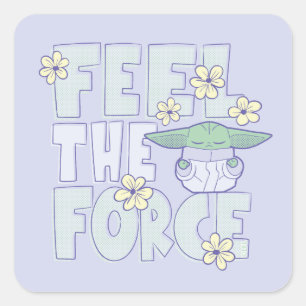 Grogu Feel the Force Square Sticker