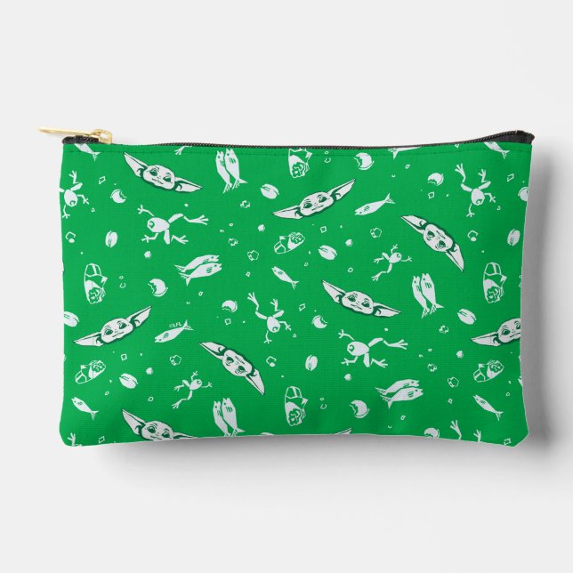Grogu Green Snacks Pattern Accessory Pouch (Front)