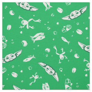 Grogu Green Snacks Pattern Fabric