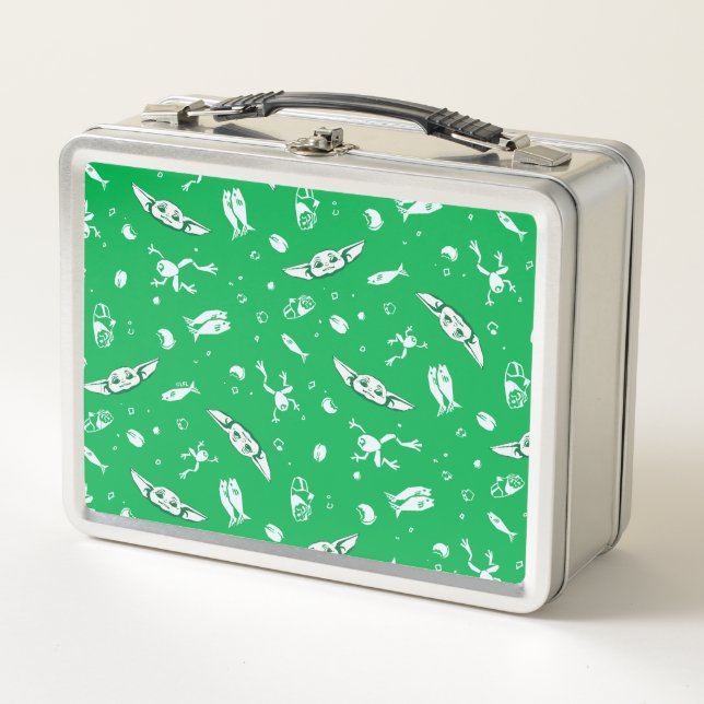 Grogu Green Snacks Pattern Metal Lunch Box (Front)