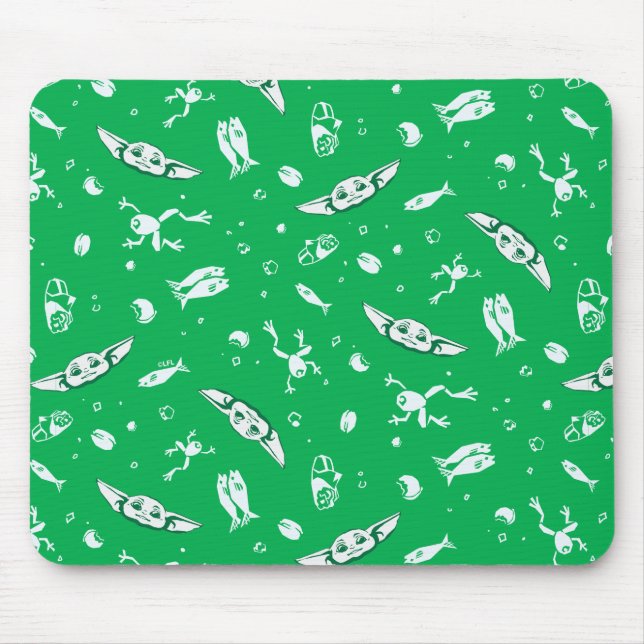 Grogu Green Snacks Pattern Mouse Pad (Front)