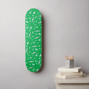 Grogu Green Snacks Pattern Skateboard