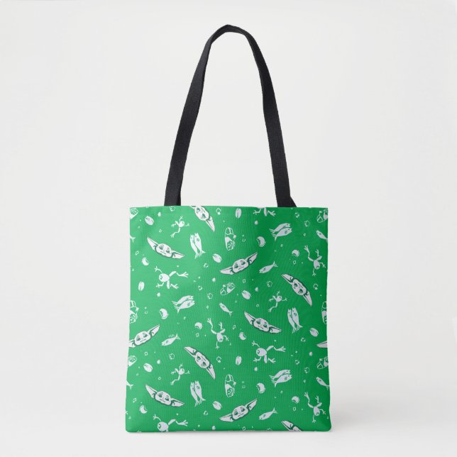 Grogu Green Snacks Pattern Tote Bag (Front)