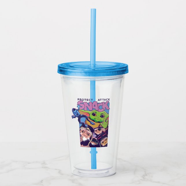 Grogu - Protect. Attack. SNACK! Acrylic Tumbler (Front)