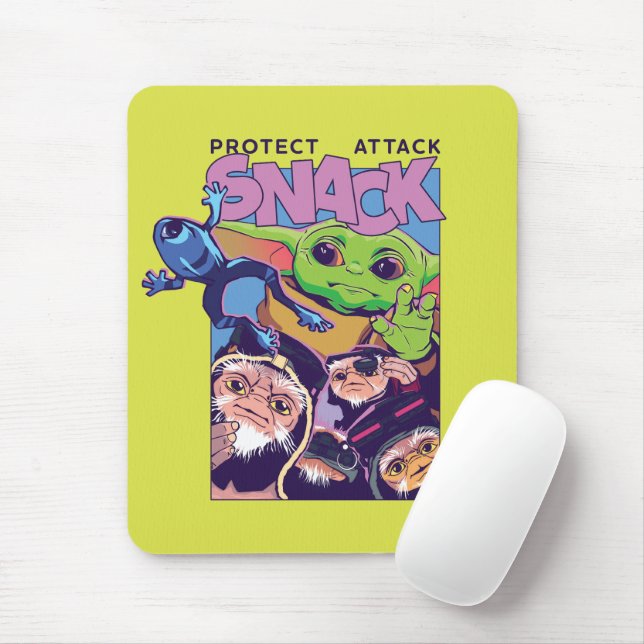 Grogu - Protect. Attack. SNACK! Mouse Pad (With Mouse)