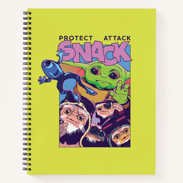 Grogu - Protect. Attack. SNACK! Notebook (Front)