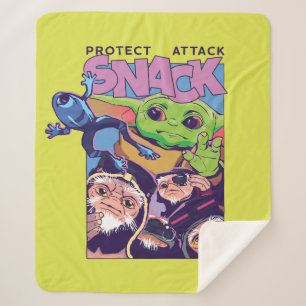 Grogu - Protect. Attack. SNACK! Sherpa Blanket