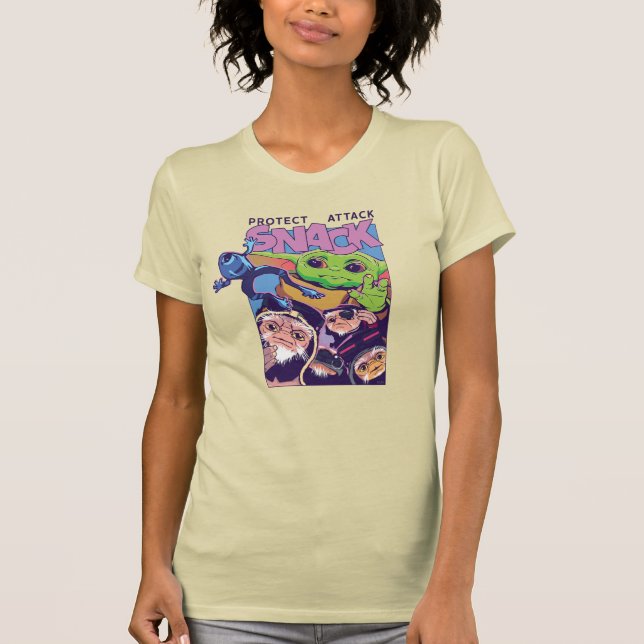 Grogu - Protect. Attack. SNACK! T-Shirt (Front)