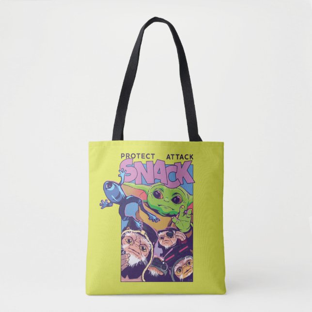 Grogu - Protect. Attack. SNACK! Tote Bag (Front)
