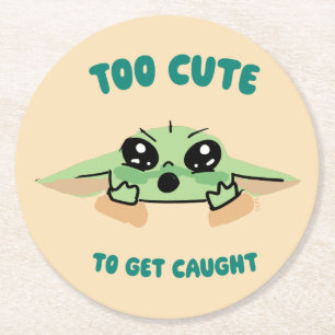 Grogu - Too Cute To Get Caught Round Paper Coaster