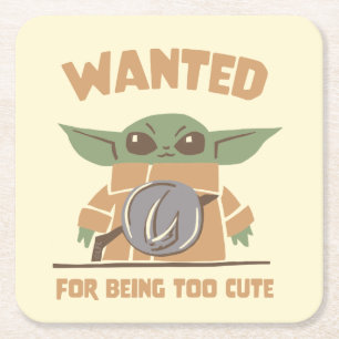 Grogu - Wanted: For Being Too Cute Square Paper Coaster