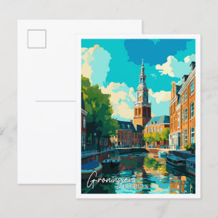 Groningen Germany intage travel illustration Postcard