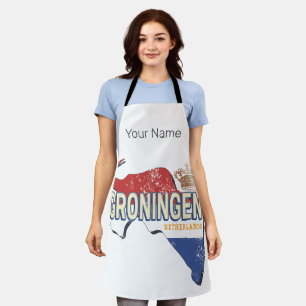 Groningen Netherlands Retro Map Dutch Vintage Apron