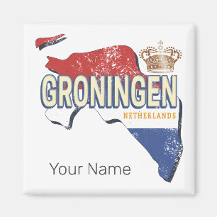 Groningen Netherlands Retro Map Dutch Vintage Magnet