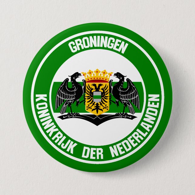 Groningen Round Emblem 3 Inch Round Button (Front)
