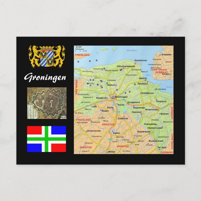Groningen- The Netherlands map Postcard (Front)