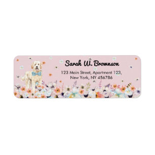 Groodle Goldendoodle bleu rose fleurs