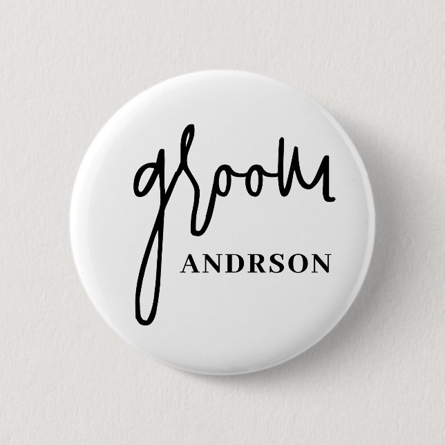 Groom 2 Inch Round Button (Front)