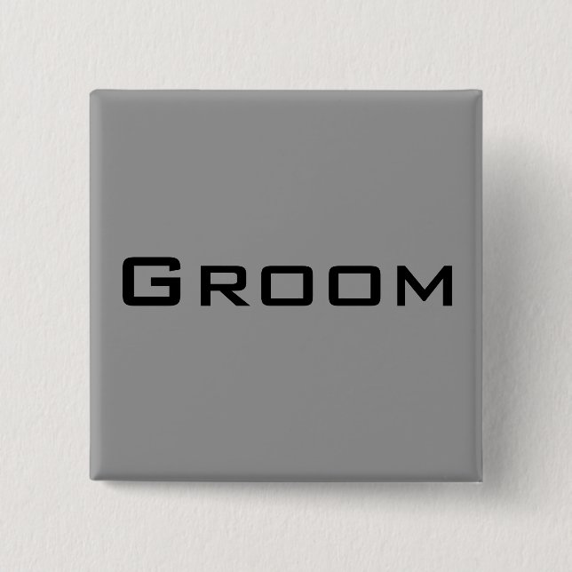 Groom 2 Inch Square Button (Front)