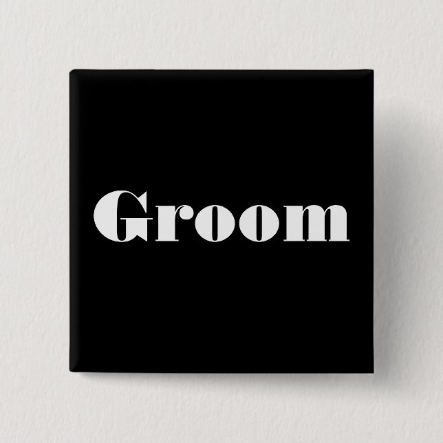 Groom 2 Inch Square Button (Front)