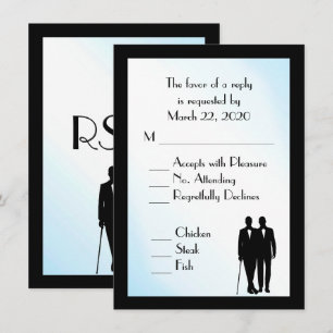 Groom and Groom Menu Wedding RSVP Blue