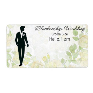 Groom Art Floral Background Label Name Tag
