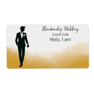 Groom Art Gold Watercolor Label Name Tag