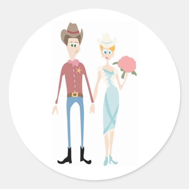 Groom as Sheriff Takes His Country Bride Classic Round Sticker (Front)