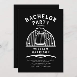 Groom Bachelor Party Black and White Brewery Tour Invitation