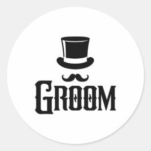 Groom Bachelor Party Top Hat Wedding Funny Matchin Classic Round Sticker
