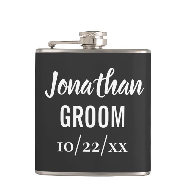 Groom Bachelor Party Wedding Favour Hip Flask (Front)