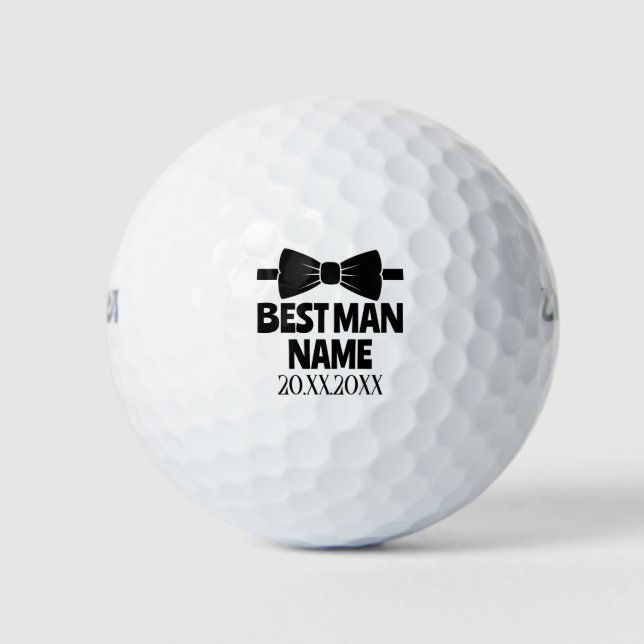 Groom Best Man Bow Tie Wedding Bachelor Party Gift Golf Balls (Front)