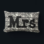 Groom Black and Ivory Mr Typography Pattern Lumbar Pillow<br><div class="desc">Mrs.or Monogram Custom Accent Pillow on Grey You can Personalize this Beautiful Elegant Vintage Elements Black and Ivory Vintage Retro Tyograohy Pillow to say anything you like or use the existing Mrs.for the Bride/ Wife or buy two one Mrs. and one Mr. for the Newlyweds. Looking for 2nd Anniversary Gifts?...</div>