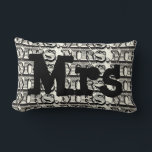 Groom Black and Ivory Mr Typography Pattern Lumbar Pillow<br><div class="desc">Mrs.or Monogram Custom Accent Pillow on Grey You can Personalize this Beautiful Elegant Vintage Elements Black and Ivory Vintage Retro Tyograohy Pillow to say anything you like or use the existing Mrs.for the Bride/ Wife or buy two one Mrs. and one Mr. for the Newlyweds. Looking for 2nd Anniversary Gifts?...</div>