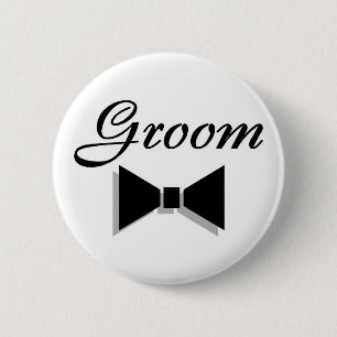 Groom (Black Bow Tie) 2 Inch Round Button