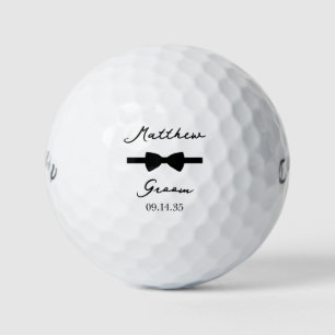 Groom Black Bow Tie Golf Balls