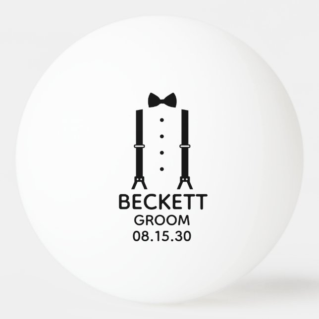 Groom Black Bow Tie Ping Pong Ball (Front)