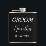 Groom Black Elegant Simple Gifts Wedding  Hip Flask<br><div class="desc">Modern,  elegant,  masculine,  black and white groom flask. Perfect for Wedding favours. You can personalize it with your name and date.</div>