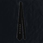 Groom Black Modern Typography For Him Tie<br><div class="desc">Chic groom black tie with white typography.  Let everyone know that you’re the lucky guy.  I think this would look great on that handsome groom.  So stylish.</div>