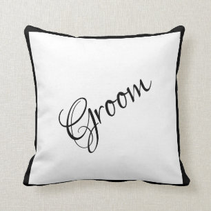 Groom Black Script Elegant Wedding Keepsake Throw Pillow