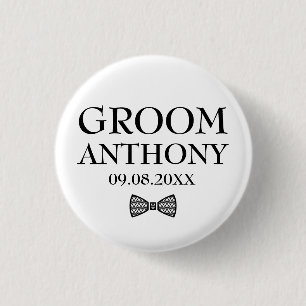 Groom Black Stylish Elegant Gifts Wedding  1 Inch Round Button
