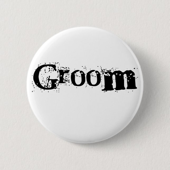 Groom Black Text 2 Inch Round Button (Front)