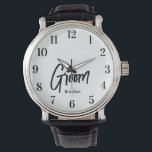 Groom Black White Script Wedding  Watch<br><div class="desc">Groom Black White Script Wedding Watch. Check out our store collection below for matching items.</div>