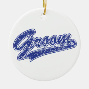 Groom Blue Ceramic Ornament