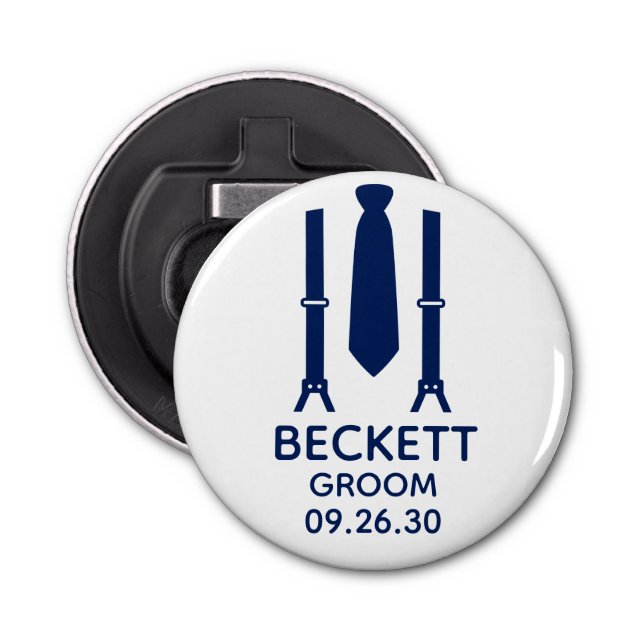 Groom Blue Tie Bottle Opener (Front)