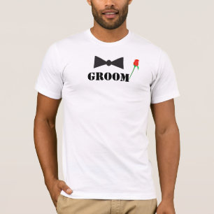 Groom Bowtie Red Rose T-shirts