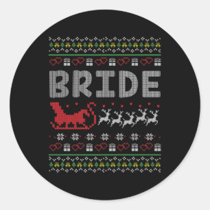 Groom Bride Christmas Xmas Ugly Matching Couple Gi Classic Round Sticker