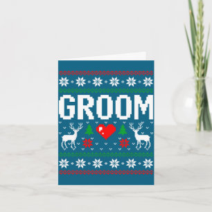Groom bride engaged married couple ugly christmas card